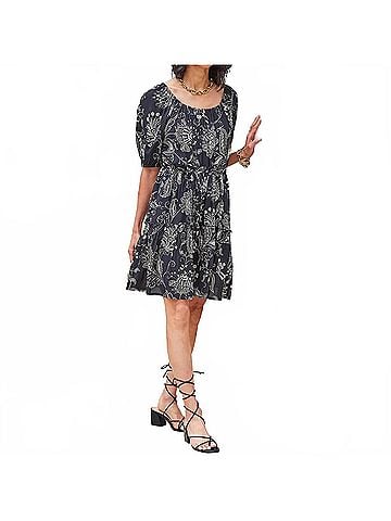 Karen Kane Blaire Tiered Short Dress in Black (view 2)