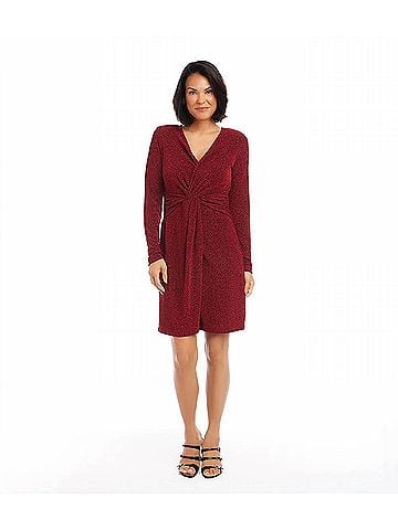 Karen Kane Raelynn Twist Front Metallic Mini Dress in Red (view 2)