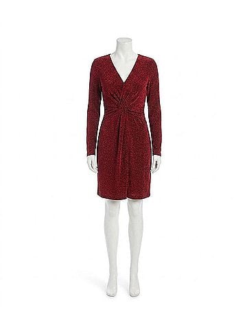 Karen Kane Raelynn Twist Front Metallic Mini Dress in Red (view 1)
