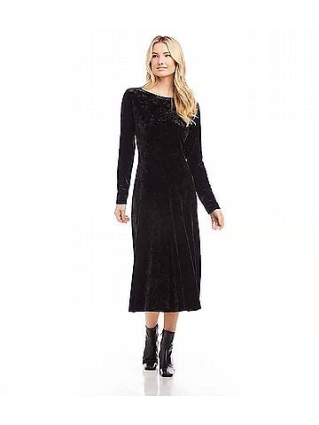 Karen Kane Final Sale Kate Velvet Midi Dress in Black (view 2)