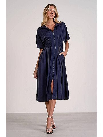 Elan Timeless Elegance Midi Dress in Navy (view 2)