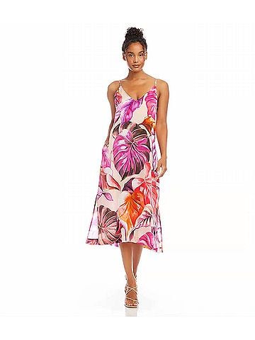 Karen Kane Patrice Side Slit Midi Dress in Multi Print (view 2)