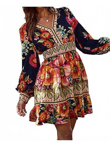 Oddi Falling In Love Floral Mini Dress in Blue Multi (view 2)