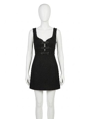 Astr Maira Tweed Bow Mini Dress in Black (view 1)