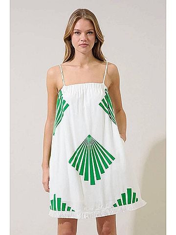 Sugarlips Katie Summer Breeze Fringe Mini Dress in White (view 2)