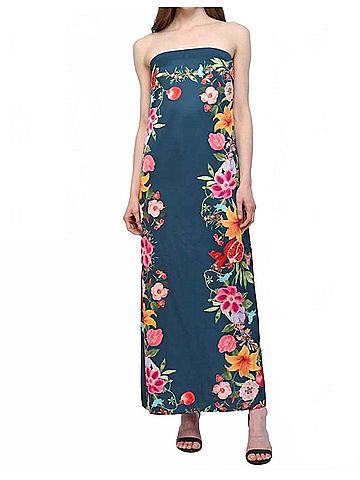 Fate Botanical Strapless Maxi Dress in Navy (view 2)