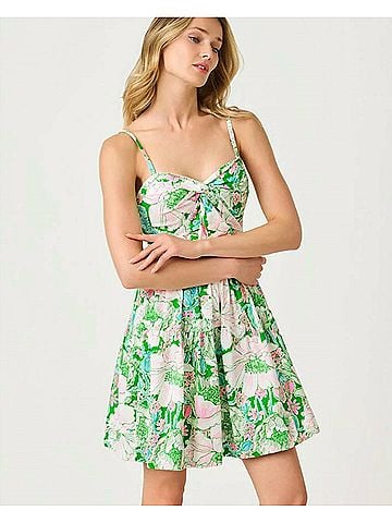Lilly Pulitzer Bennet Stretch Dress in Putting Green/Poppy Land (view 2)