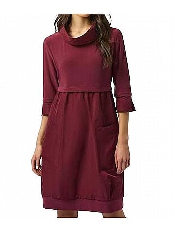 Joseph Ribkoff Cowl Neck Tiered Dress in Merlot (view 2)
