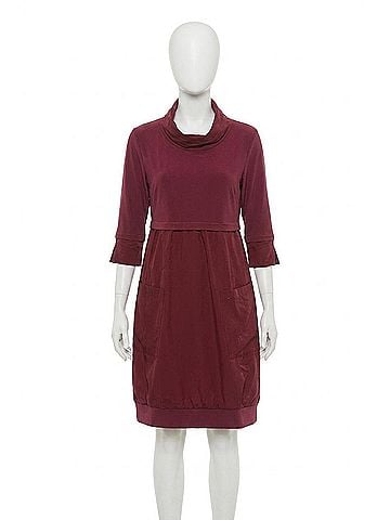 Joseph Ribkoff Cowl Neck Tiered Dress in Merlot (view 1)