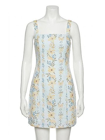 Bella Dahl Fitted Smocked Back Mini Dress in Wildflower Print (view 1)
