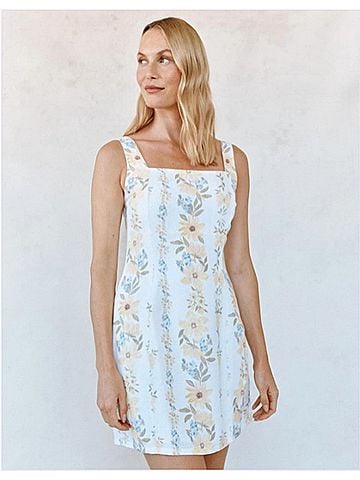 Bella Dahl Fitted Smocked Back Mini Dress in Wildflower Print (view 2)