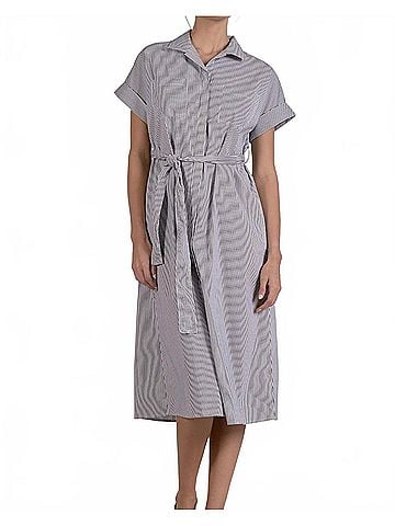 Elan Striped Midi Dress in Dark Navy Stripe (view 2)