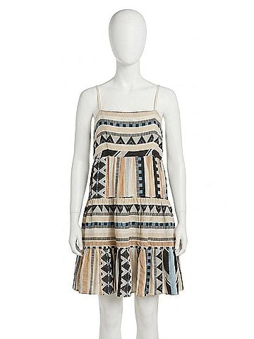 Elan Riley Mini Dress in Neutral Aztec (view 1)