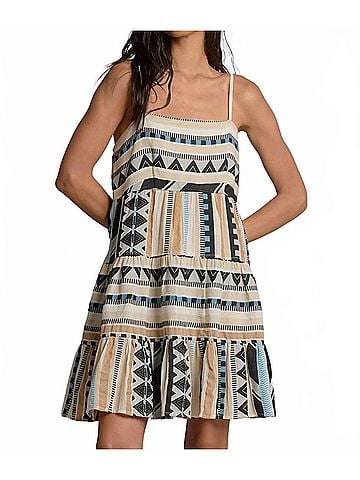 Elan Riley Mini Dress in Neutral Aztec (view 2)