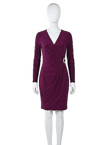 Frank Lyman Design Waverly Wrap With Brooch Dress in Sangria (view 1)