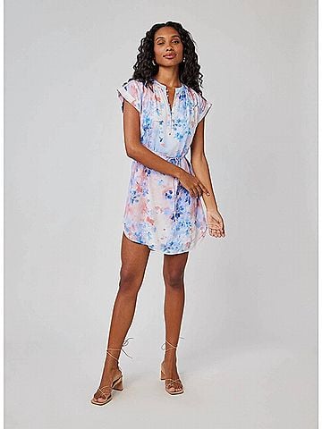 Bella Dahl Cap Sleeve Pullover Mini Dress in Garden Mist Print (view 2)
