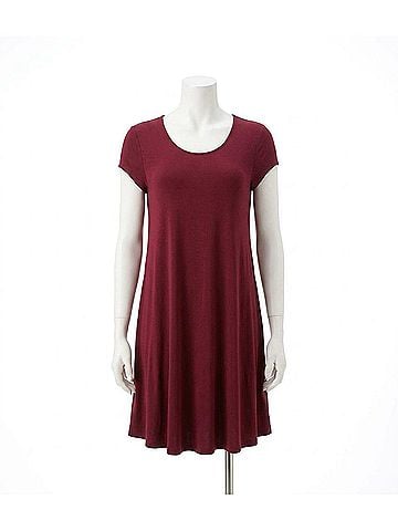 Karen Kane Maggie Trapeze Mini Dress in Burgundy (view 1)