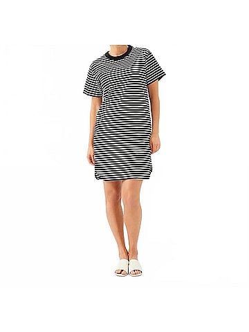 Karen Kane Stripe Short Sleeve Dress in Black With Ivory (view 2)