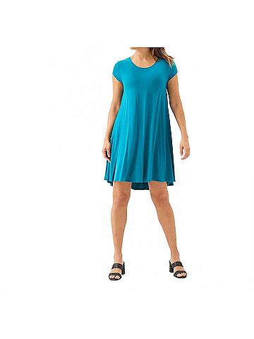 Karen Kane Maggie Trapeze Mini Dress in Teal (view 2)