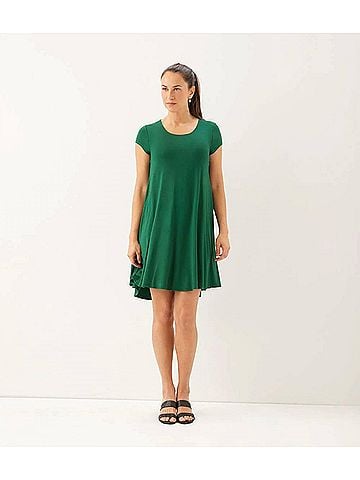 Karen Kane Maggie Trapeze Mini Dress in Spruce (view 2)