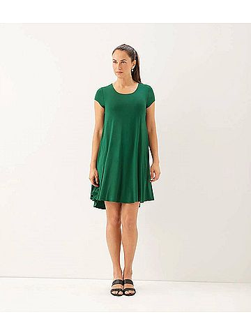 Karen Kane Maggie Trapeze Mini Dress in Spruce (view 2)