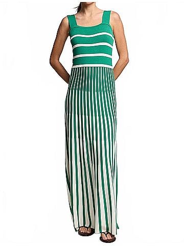 Velvet by Graham & Spencer Aveline Milano Stripe Maxi Dress in Green (view 2)