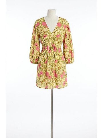 Velvet by Graham & Spencer Blossom Printed Lurex Draya Mini Dress in Mimosa (view 1)