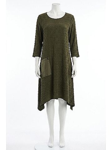 Joseph Ribkoff Scoop Neck Asymmetrical Dress in Avocado (view 1)