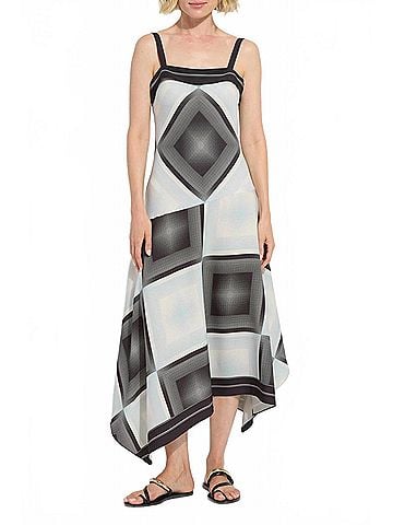 Lyssé Sarai Handkerchief Asymmetric Dress in Halftone (view 2)