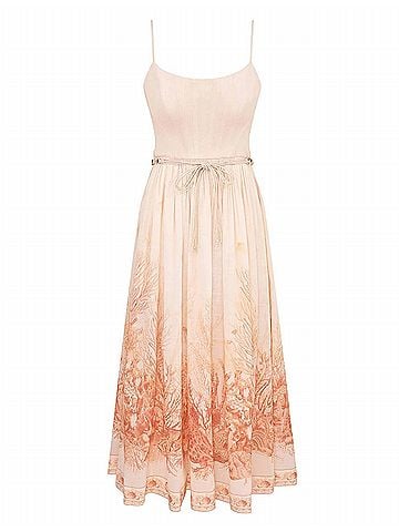 Zimmermann Wanderlust Corset Midi Dress in Coral (view 1)