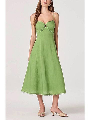 Astr Christie Midi Dress in Green (view 2)