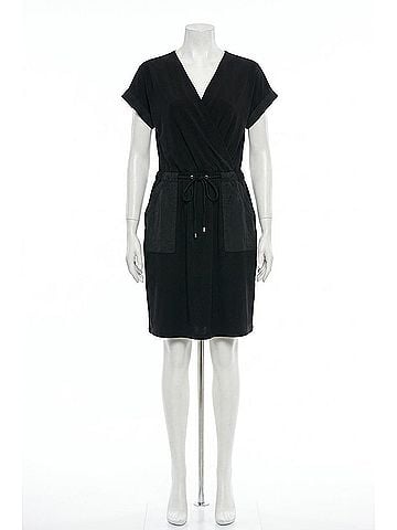 Joseph Ribkoff Silky Knit And Memory Straight Wrap Dress in Black (view 1)
