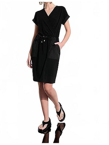 Joseph Ribkoff Silky Knit And Memory Straight Wrap Dress in Black (view 2)