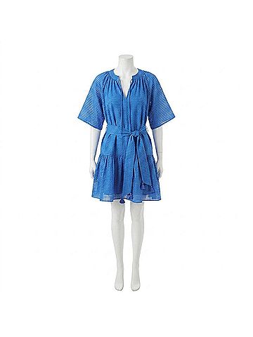 Oliphant Raglan Belted Mini Dress in Delray Blue (view 1)
