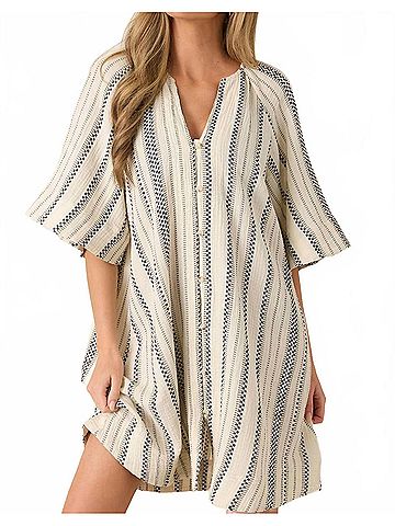 FRNCH Noronha Mini Dress in Ivory Black (view 2)