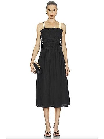 Cult Gaia Ruffled Tie Midi Dress in Black (view 2)
