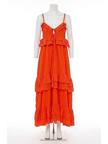 Show Me Your Mumu Freya Maxi Dress in Rouge Red Voile (view 1)