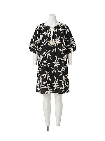 Karen Kane Puff Sleeve Tassel Dress - Plus in Black (view 1)