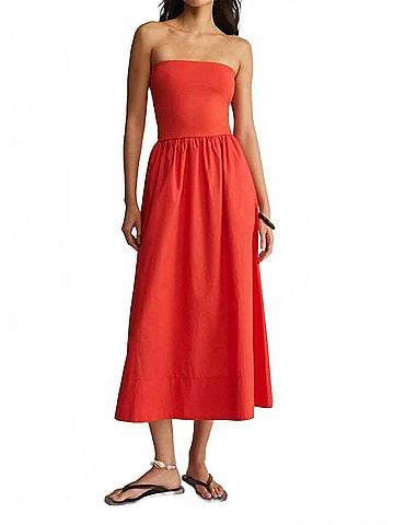 Z Supply Sunsought Strapless Midi Dress in Lychee (view 2)