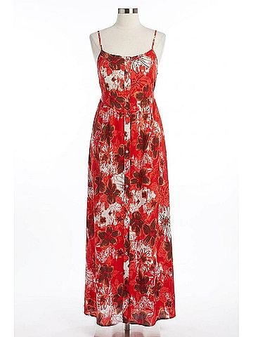 Kori America Smocked Back Floral Dress in Red (view 1)