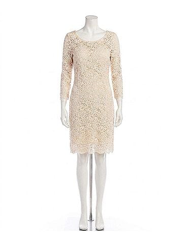 Karen Kane Scoop Neck Lace Dress in Ecru (view 1)