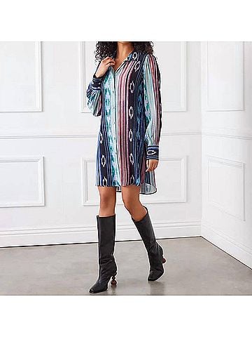 Karen Kane Regal Girl Shirt Dress in Print (view 2)