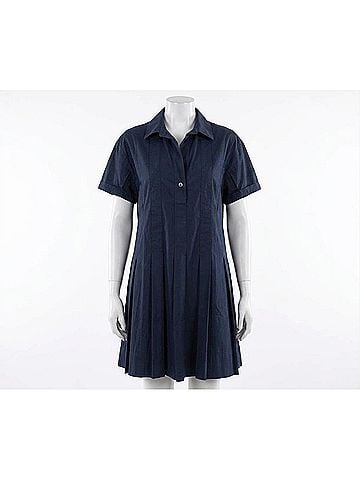 Ivy Jane Pleated Shirt Dress in Navy (view 1)