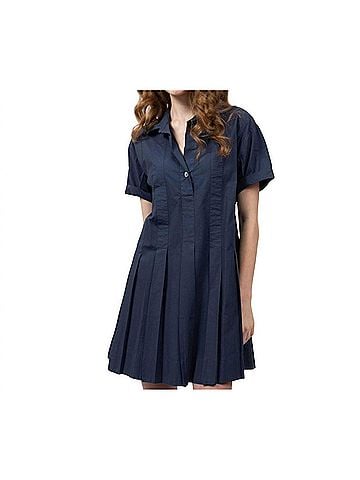 Ivy Jane Pleated Shirt Dress in Navy (view 2)