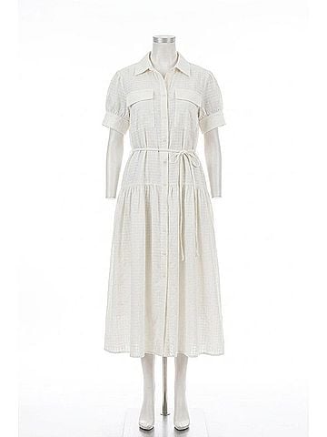 Tanya Taylor Carrington Dress - Plus in Cool White (view 1)