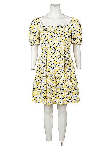 Tanya Taylor Serena Dress - Plus in Yellow/White (view 1)