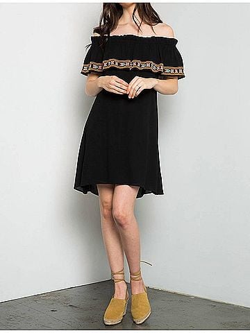 THML Antigua Off The Shoulder Dress in Black (view 2)