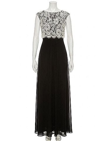 Aidan Mattox Embellished Lace Top Evening Dress in Ivory Black (view 1)