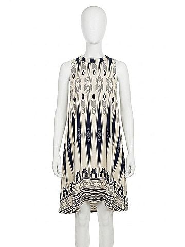 Kori America High Neck Swing Mini Dress in Ivory (view 1)