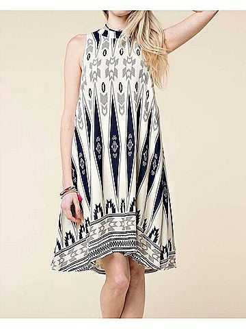 Kori America High Neck Swing Mini Dress in Ivory (view 2)